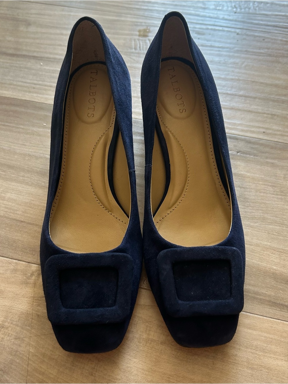 Talbots Block Low Heels Women Size 8 M Blue Slip On Suede Academia Shoes